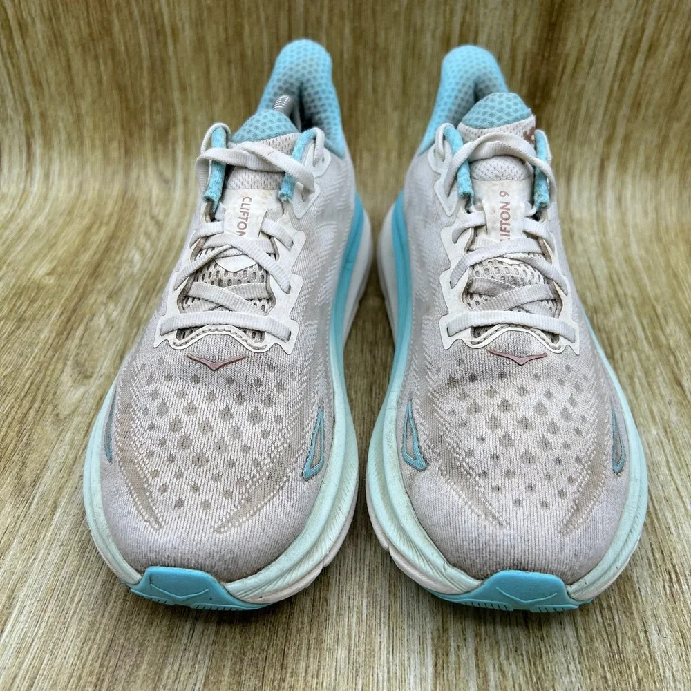 Hoka One One Clifton 9 Women's 7.5 Frost Blue White Running Shoes 1127896 FTRS